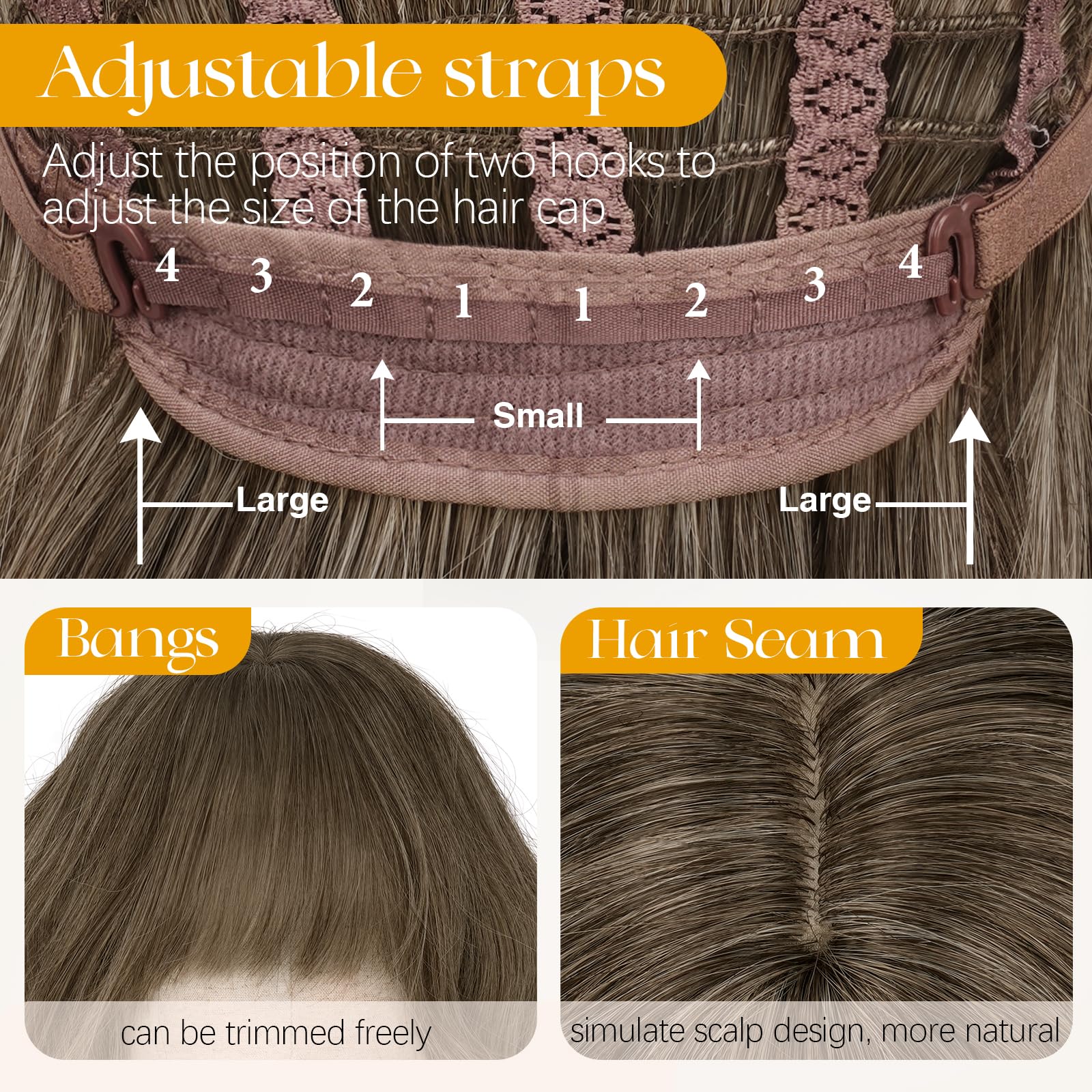 Parrucca Bob Ondulata 30 cm Ombra bionda Sintetica Resistente al Calore per Donna Cosplay