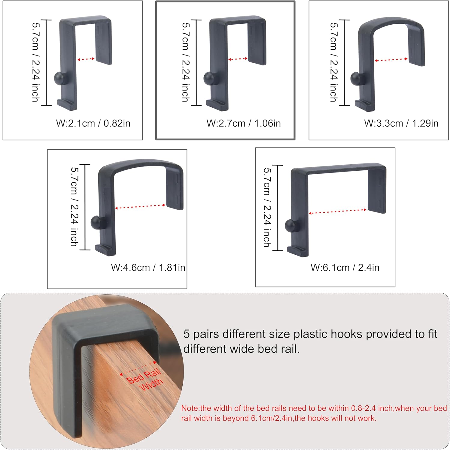 Bedside Caddy Hanging Storage Basket Little Size Plastic Beside Shelf Hang-on Storage Organizer for Collage Dorm Bunk Bed,Changing Table - Bedroom Essentials for Phone,Mini Speaker,Tissues (White) - Image 4