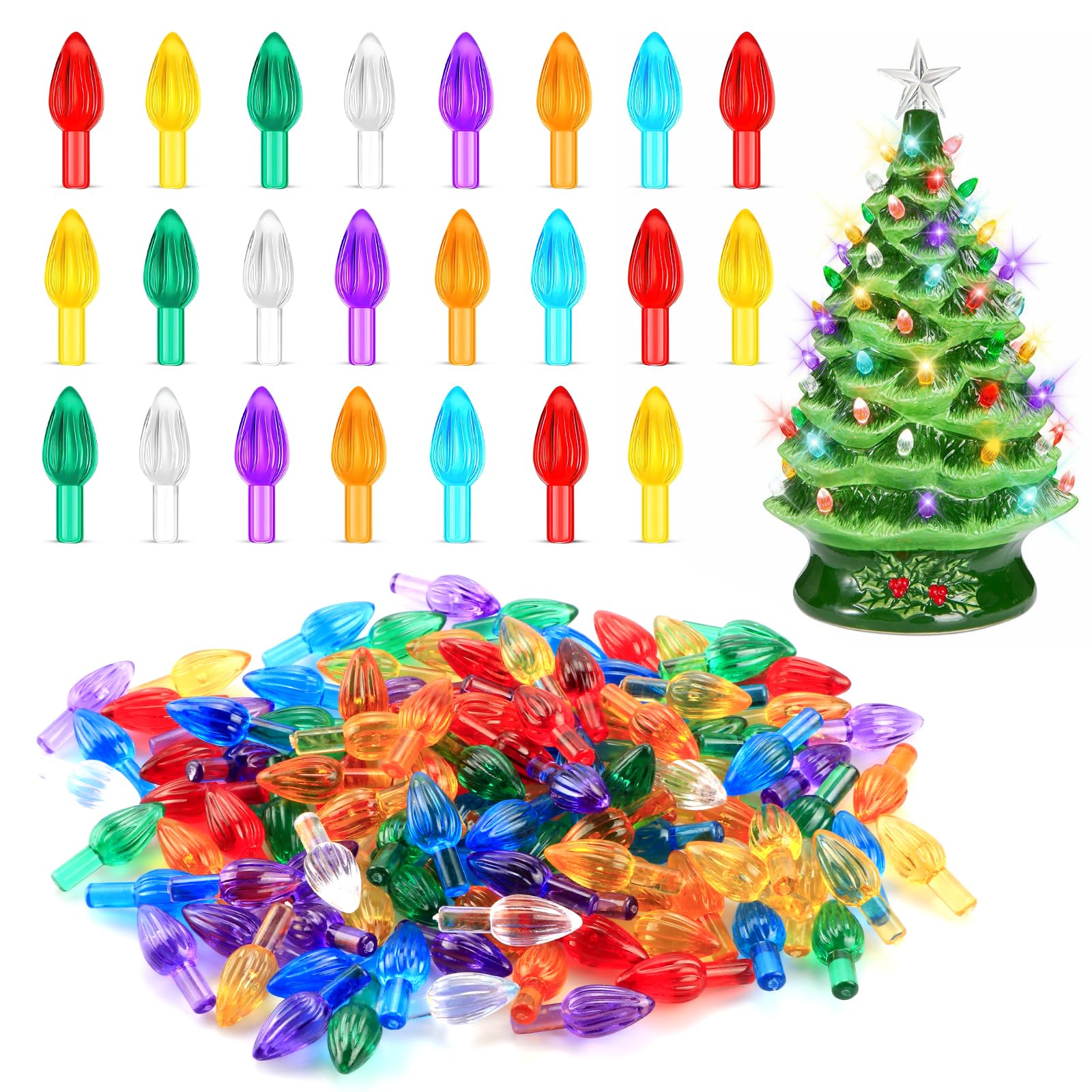 Vintage Ceramic Christmas Tree Sputnik Light Bulb Star Topper Replacement  Lot | #1902575321, image size:1600x1600