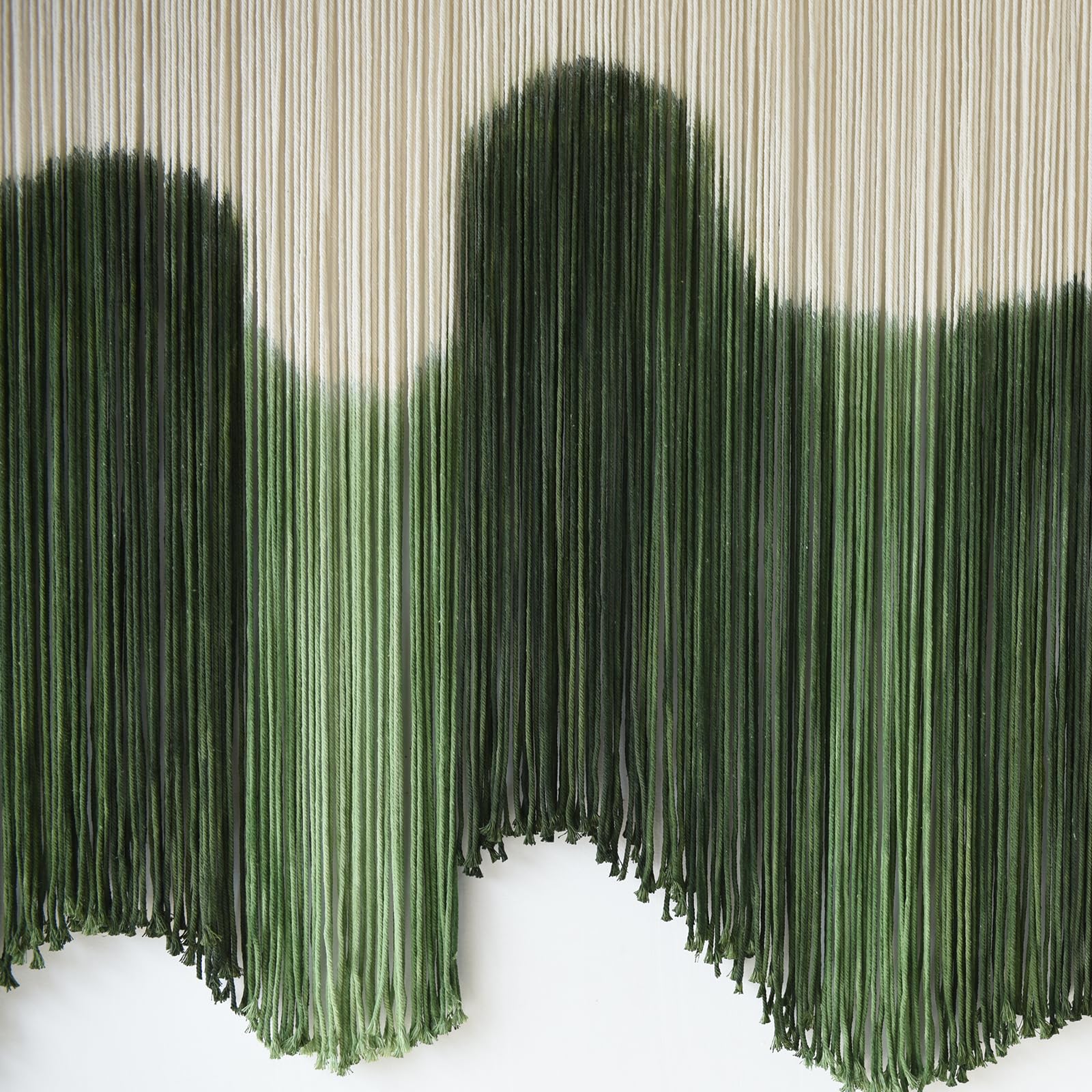 IOWER Large Macrame Wall Hanging Boho Wall Art Green Fiber Dip-Dyed Handmade Macrame Cord for Headboard Bedroom Living Room Fireplace 57" W x 39" L
