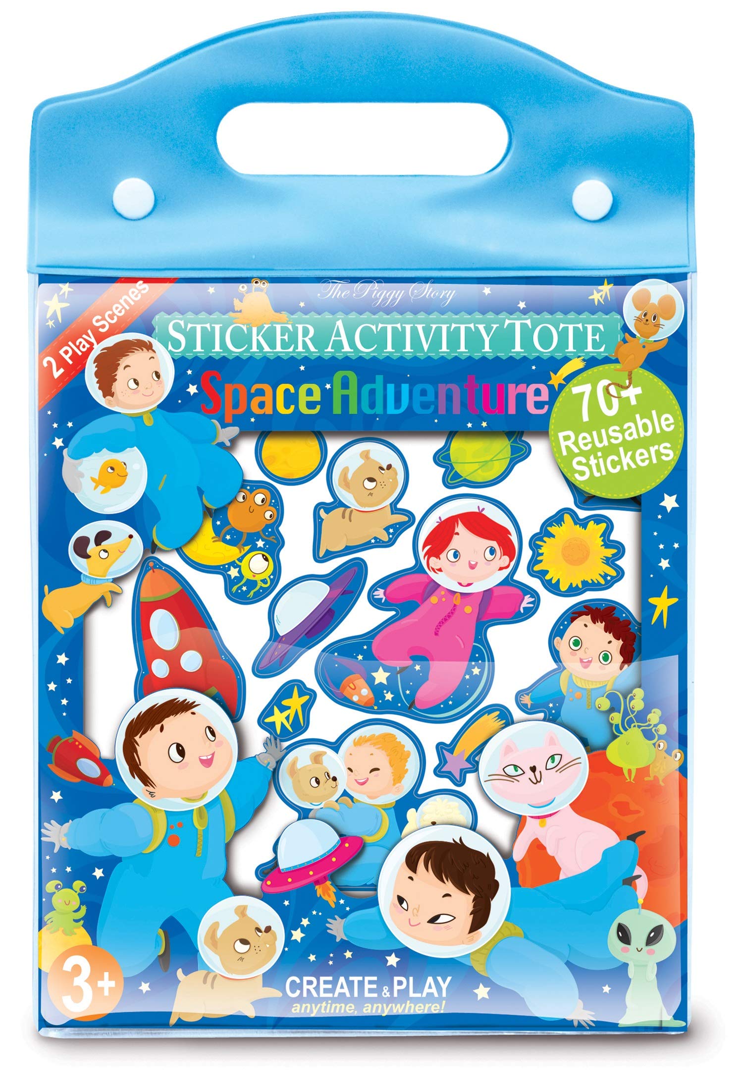 The Piggy Story 'Astronaut Adventure' Reusable Cling Sticker Activity Tote with Over 80 Stickers