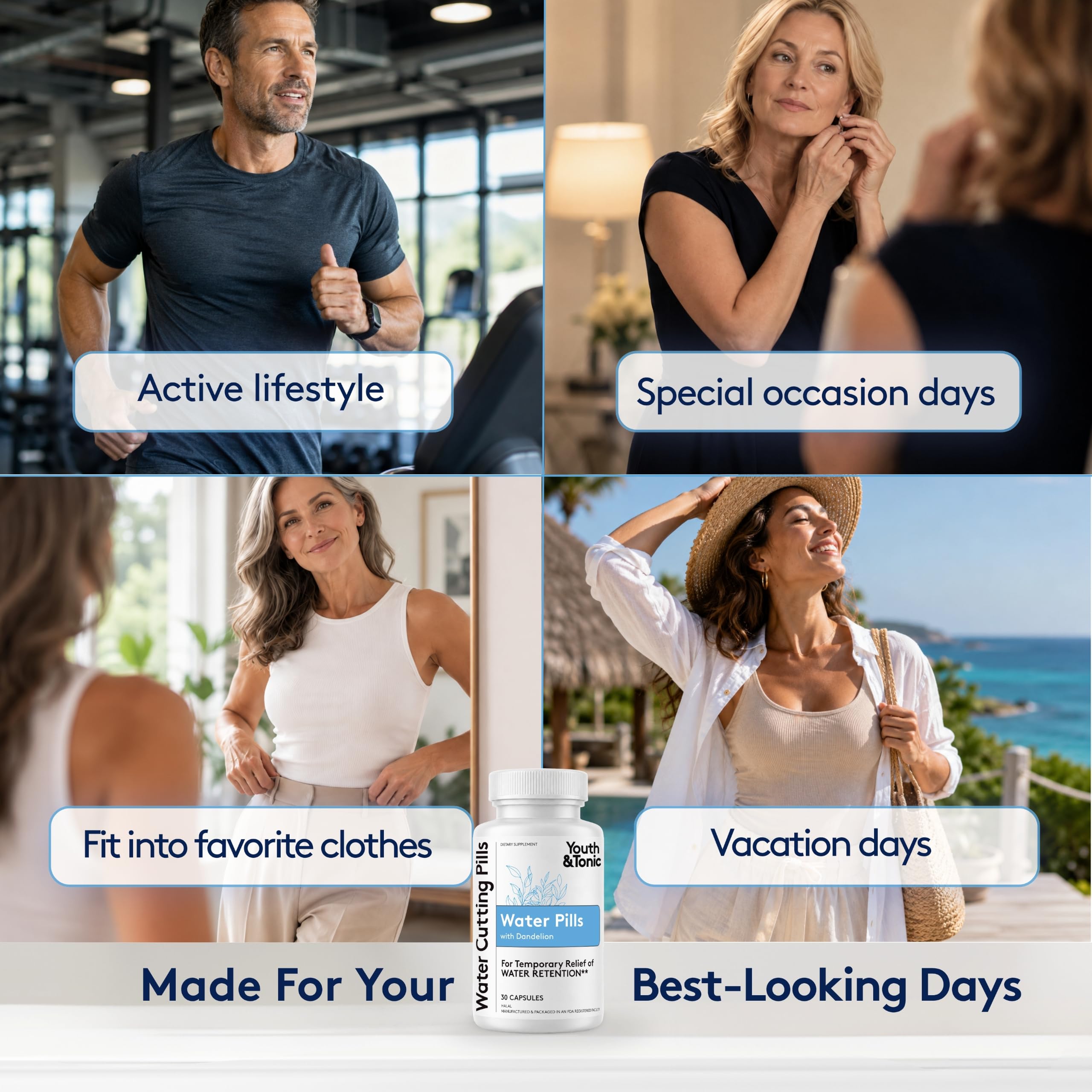 Youth & Tonic Water Weight Loss Pills for Women & Men, Fluid Retention — Amazon image 3