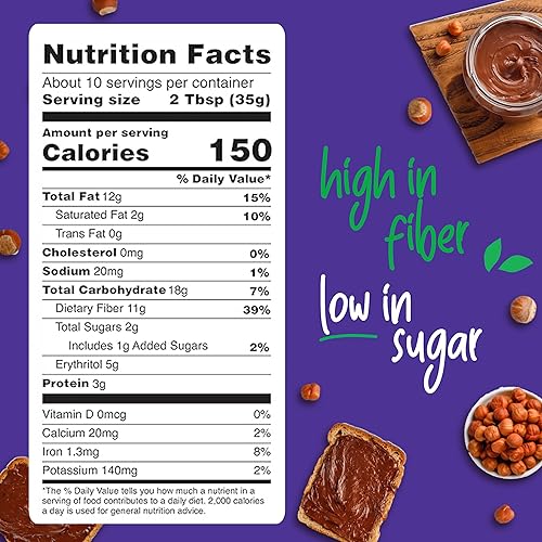 Miniatura 2 de Pyure Chocolate orgánico avellana para untar | 90% menos azúcar | 1 aperitivo neto de carbohidratos keto | Sin aceite de palma, sin gluten, sin