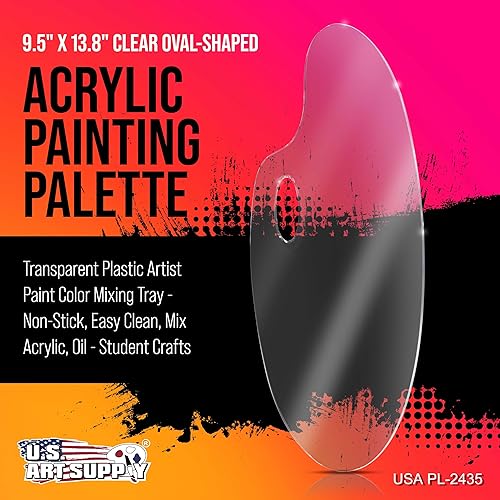 Miniatura 8 de U.S. Art Supply Paleta de pintura acrílica transparente en forma ovalada de 11.8 x 15.8 pulgadas, bandeja de mezcla de colores de pintura gruesa y