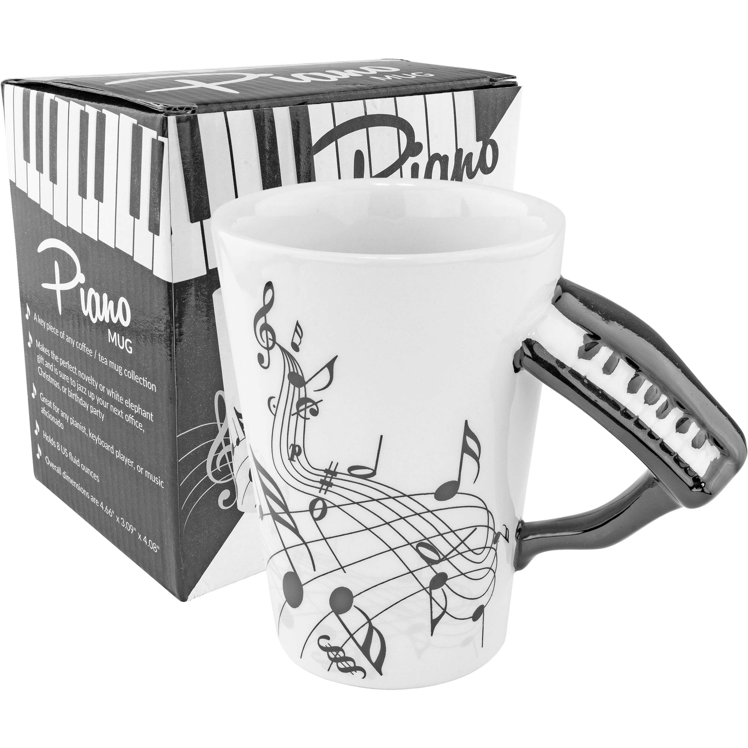 Fairly Odd Novelties Black & White Piano Coffee Mug Perfect Musician Pianist Keyboard Novelty Musical Gift, One Size, White