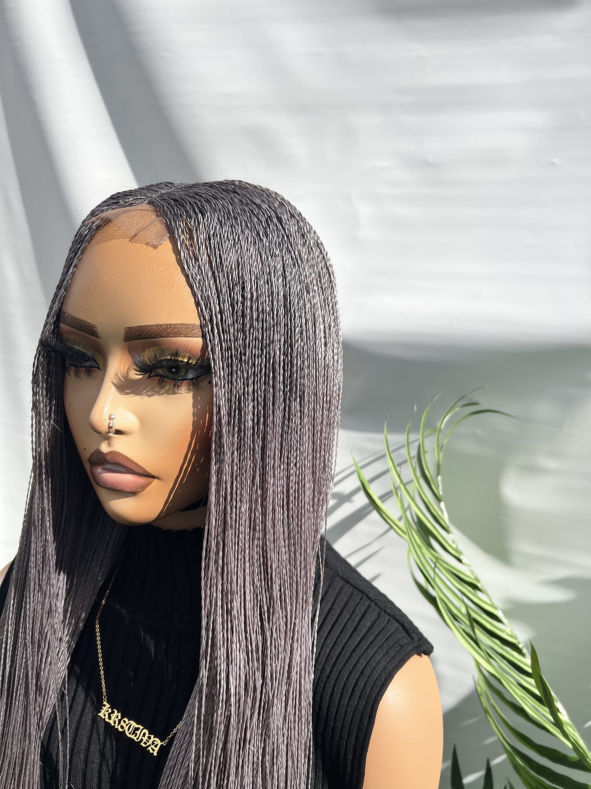 Braided wig,braidswig,micro twists,light weight wig, Grey hair,rope