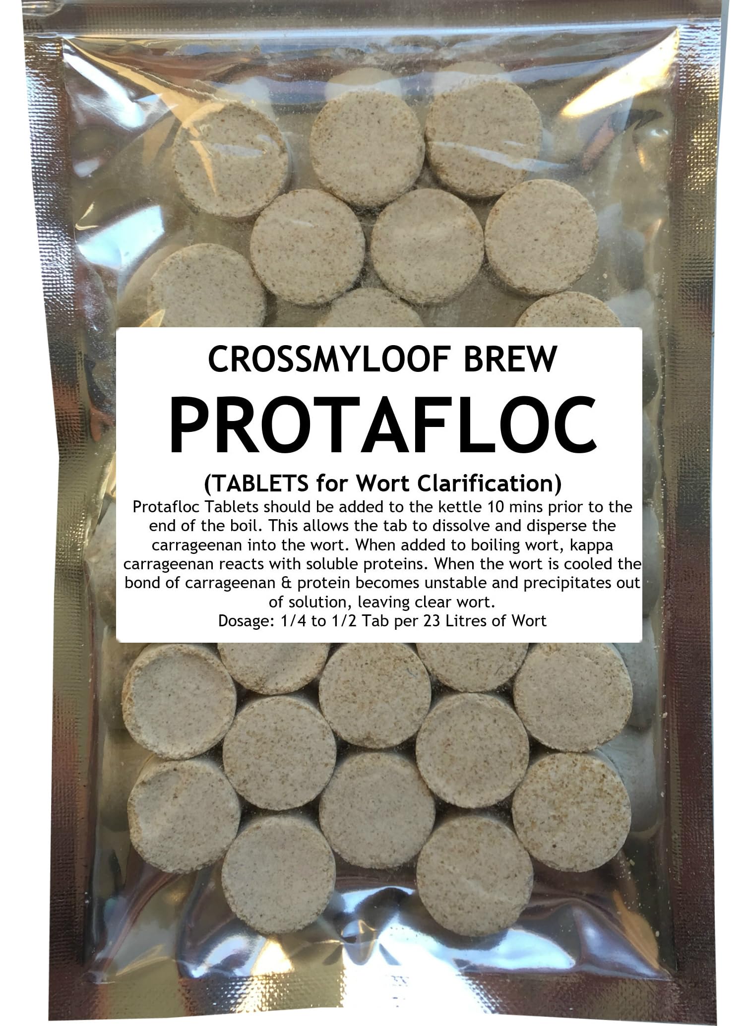 Protafloc (10 Tablet Pack). Beer Wort Finings. Clearing Home Brew. Protofloc Carrageenan (Whirlfloc)