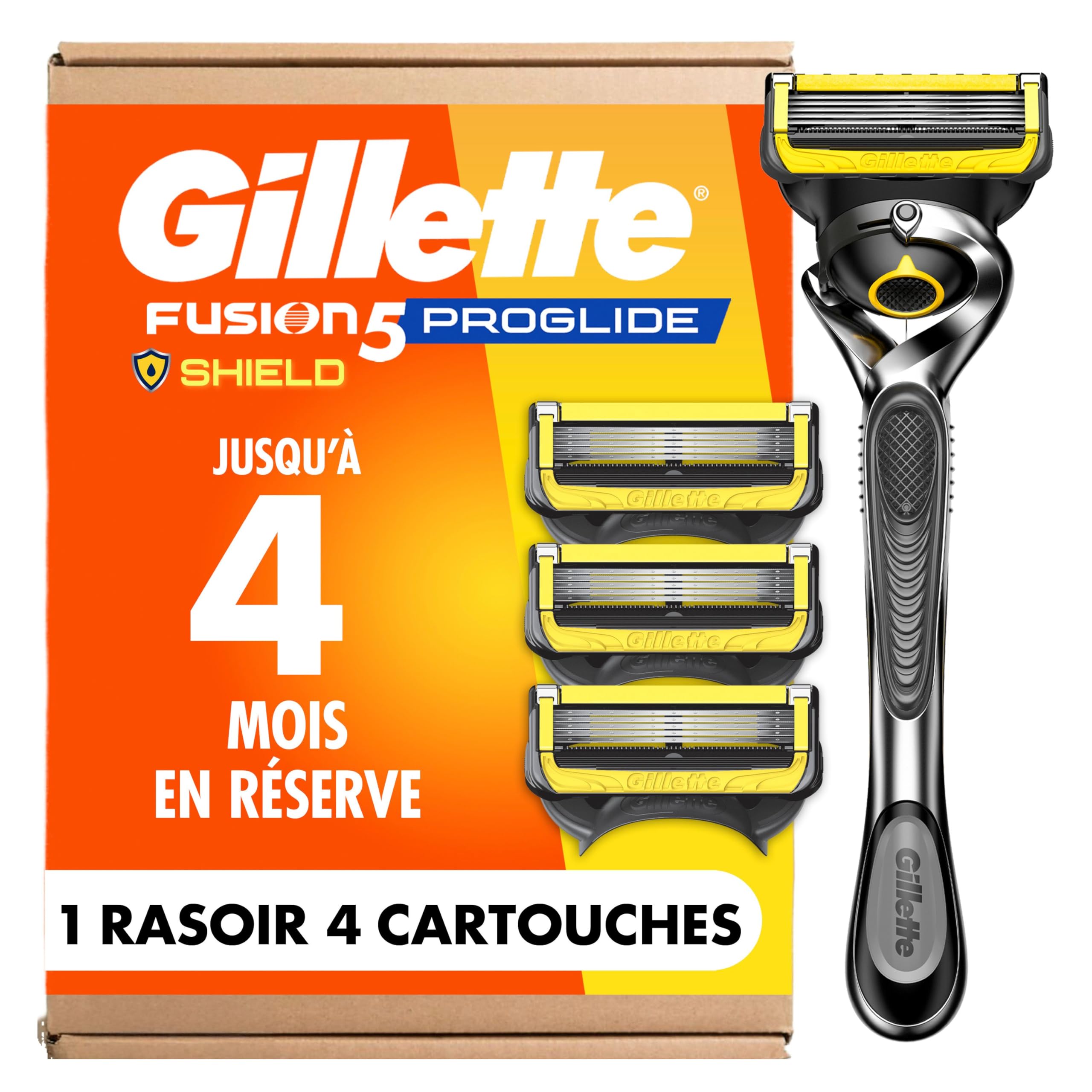Gillette - ProGlide Shield Men's Razor, 1 Handle and 4 Refills