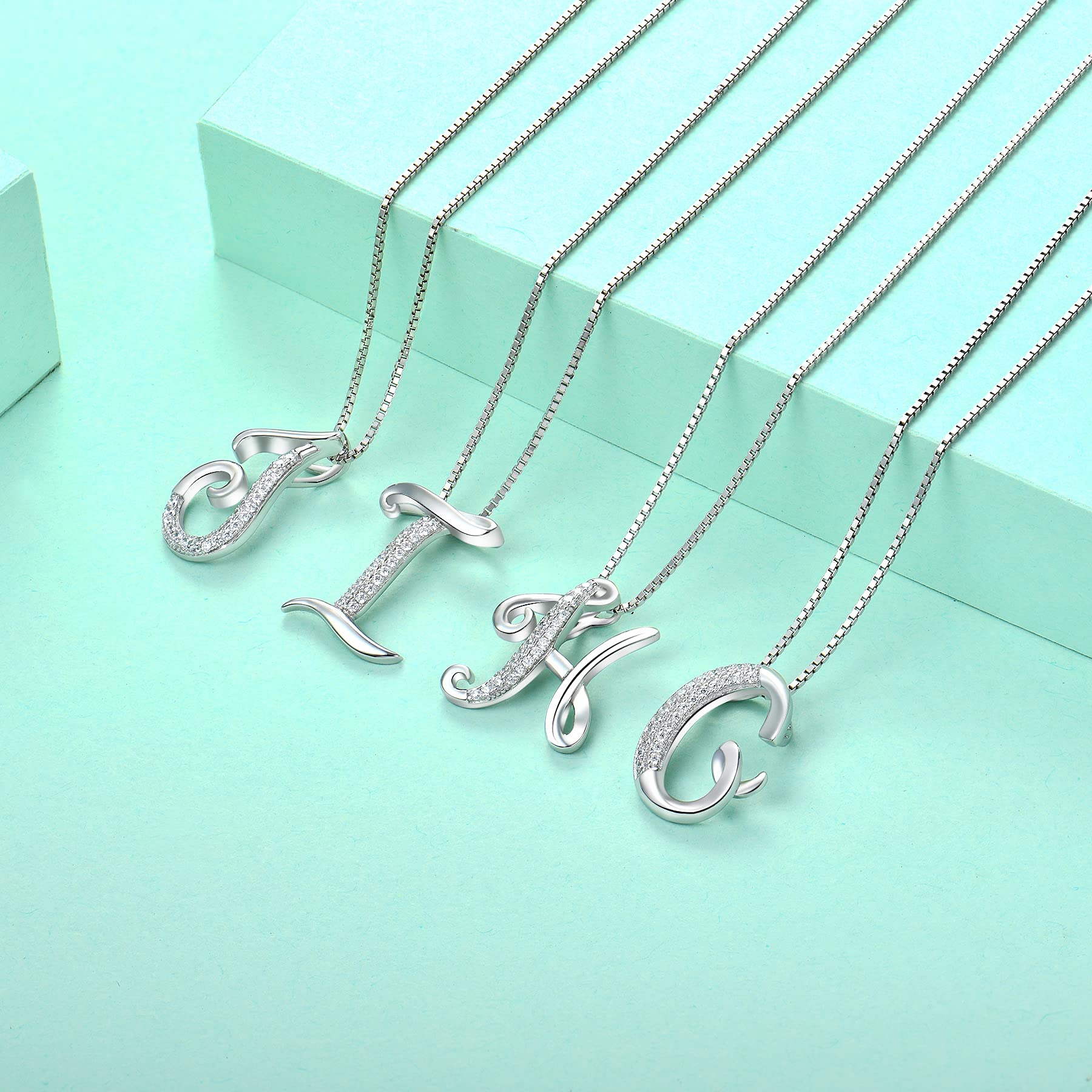 starchenie 925 Silber Buchstaben Halskette A-Z Anhänger Initiale mit 3A Zirkonia für Damen Geburtstagsgeschenk