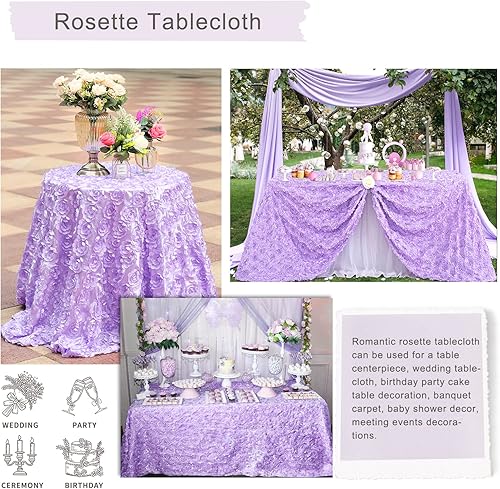 Miniatura 6 de Mantel rectangular con diseño de rosetas 3D de satén para decoración de boda