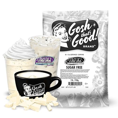 Gosh That's Good! Brand White Velvet Chocolate - Polvo de sabor a café sin azúcar, bajo en carbohidratos, rico sabor cremoso, sin lactosa, ideal