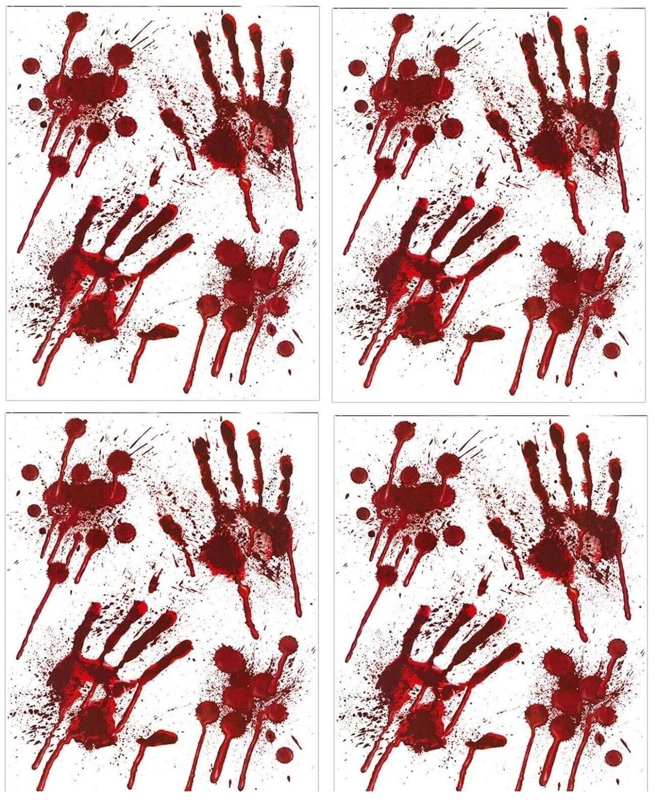 Decsee Red 4 Sheets Of Handprints Halloween Window Stickers Decoration Blood Party Bloody Fake
