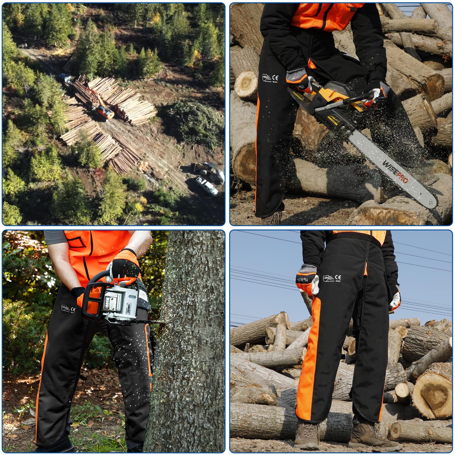 Ghette per motosega, classe 1, grembiule protettivo per motosega, ghette regolabili per motosega per uomo/donna, pantaloni di sicurezza per abbigliamento, protezioni per gambe, attrezzatura di