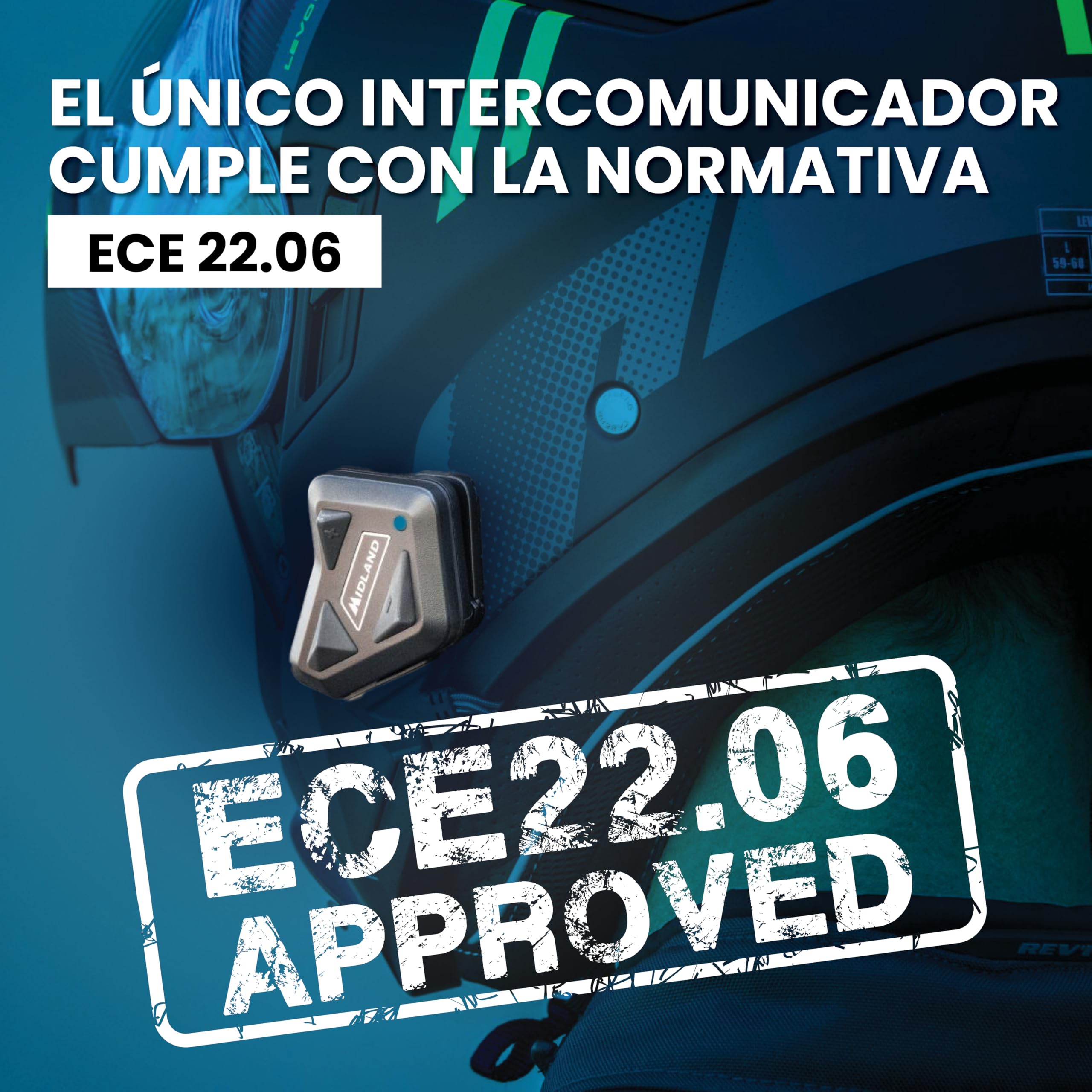Midland Intercomunicador Casco Moto BT Mini, Auriculares Inalámbricos Bluetooth, Cancelación Ruido, Waterproof, Alcance 500m, Autonomía 8H