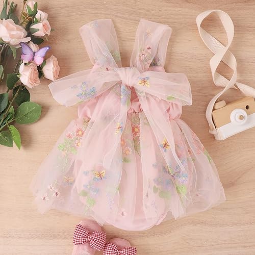 Miniatura 3 de Vestido de verano para bebé recién nacida, para el primer cumpleaños, con encaje floral, mariposa, para sesión de fotos