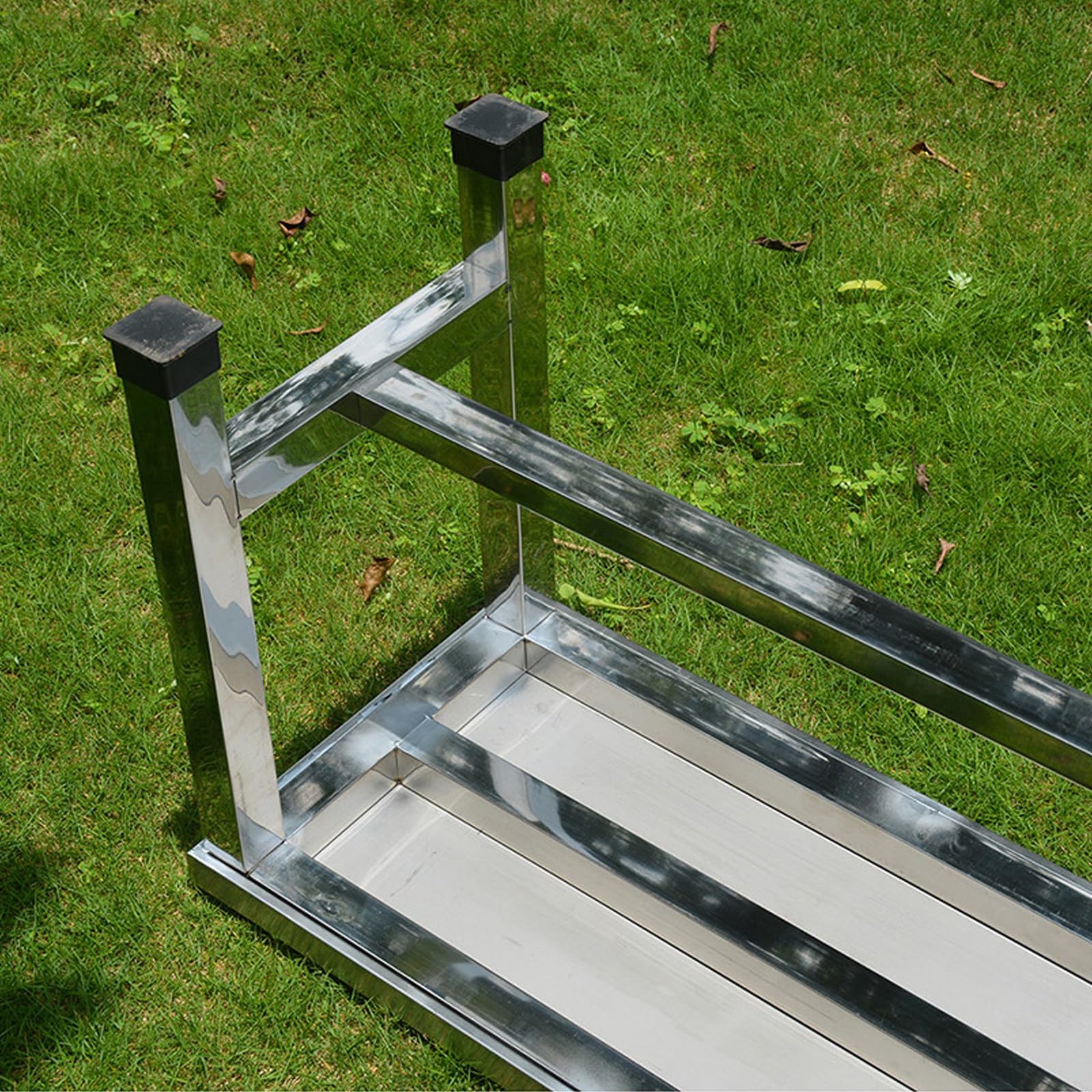Panca da giardino in metallo in acciaio inox 304, ideale per patio esterno, spogliatoio, parco, laboratori, ospedali