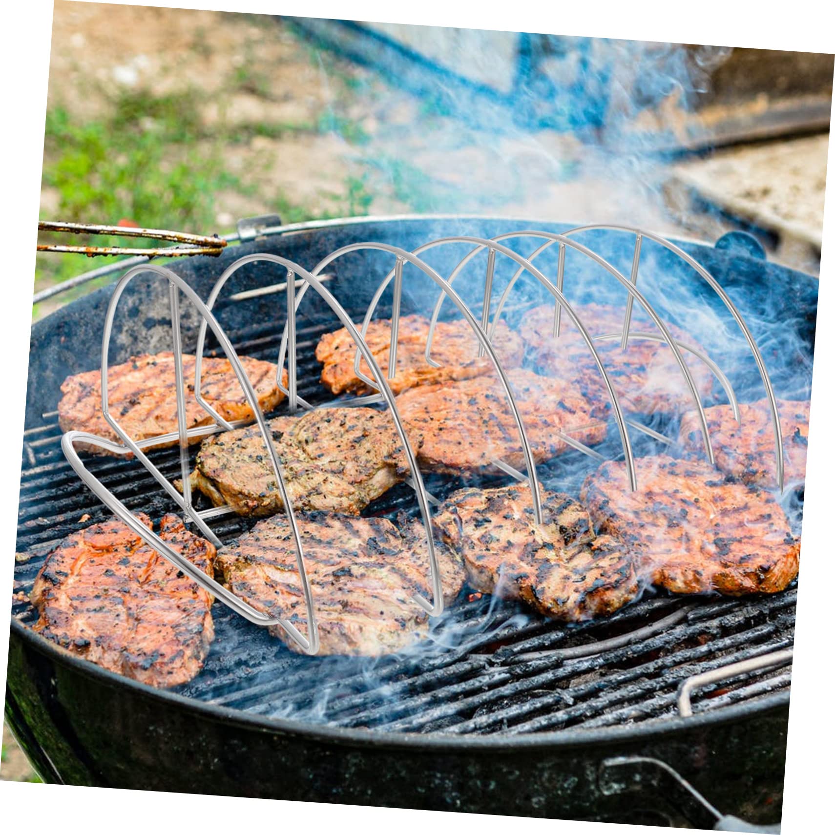 Mikikit Supporto per Costine per Barbecue in Acciaio Resistente all Usura Supporto Professionale per Costine per Barbecue Fornitura