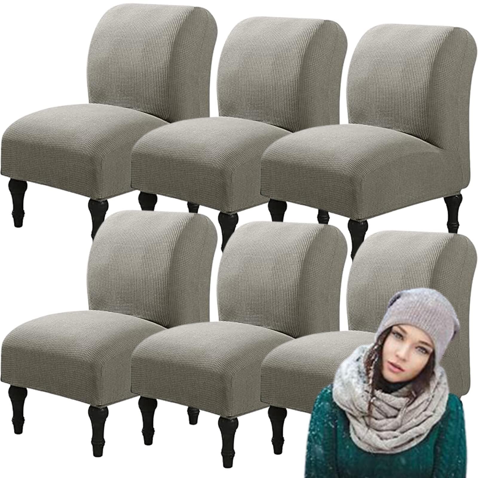 NMVAWIPT Armless Accent Chair Covers, Polyester+Spandex Stretch Slipcover, Removable Furniture Protector, For Home Hotel(#1,6pcs)