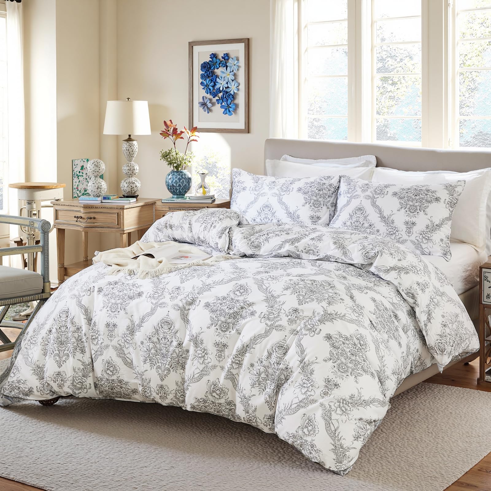 Cozaline Floral Duvet Cover Set 100% Cotton TJ-FL-K