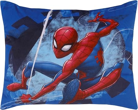 Marvel Spiderman to the Rescue Blue and Red Plush Toddler Pillow