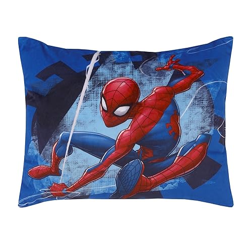 Marvel Spiderman to the Rescue - Almohada de felpa azul y roja para niños pequeños