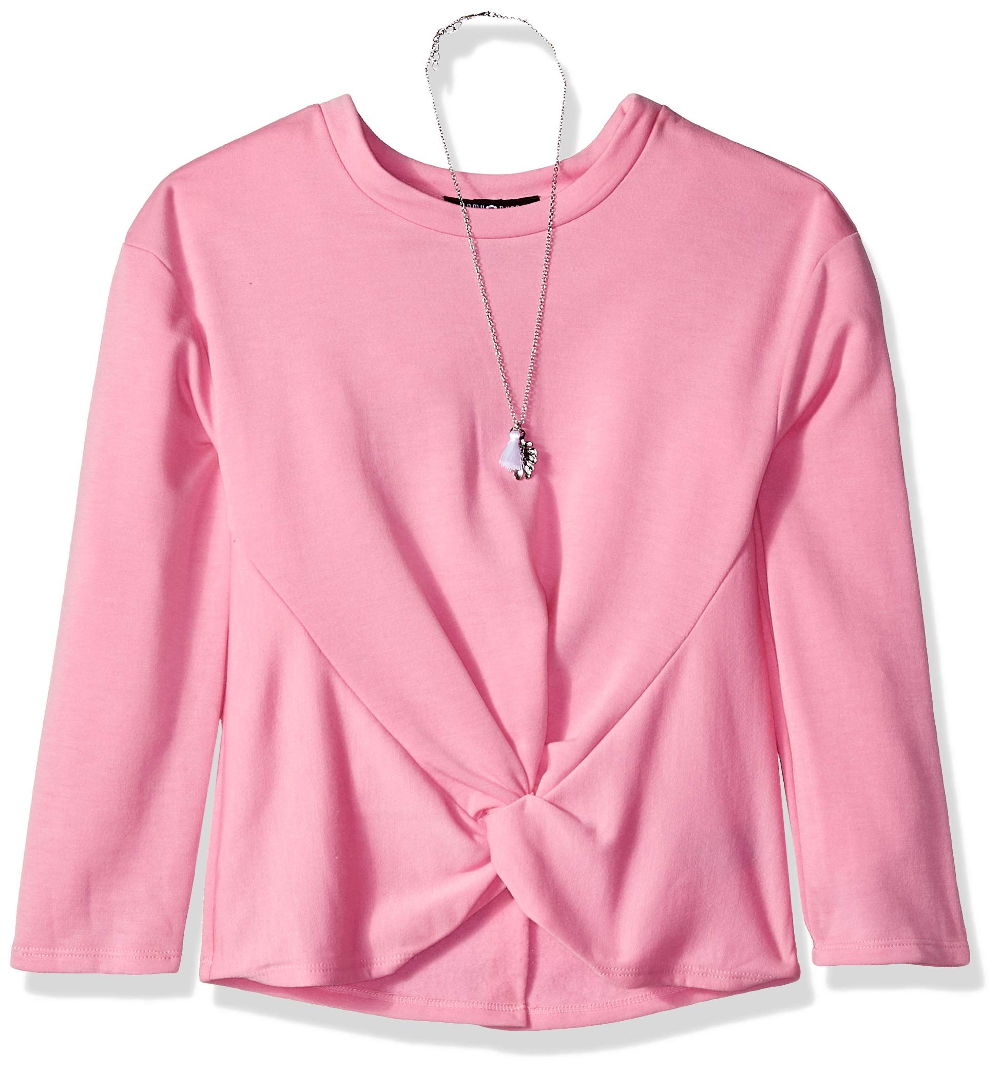 Amy Byerwomens Twist Front Long Sleeve Knit Shirt with Necklace Tunic Shirt