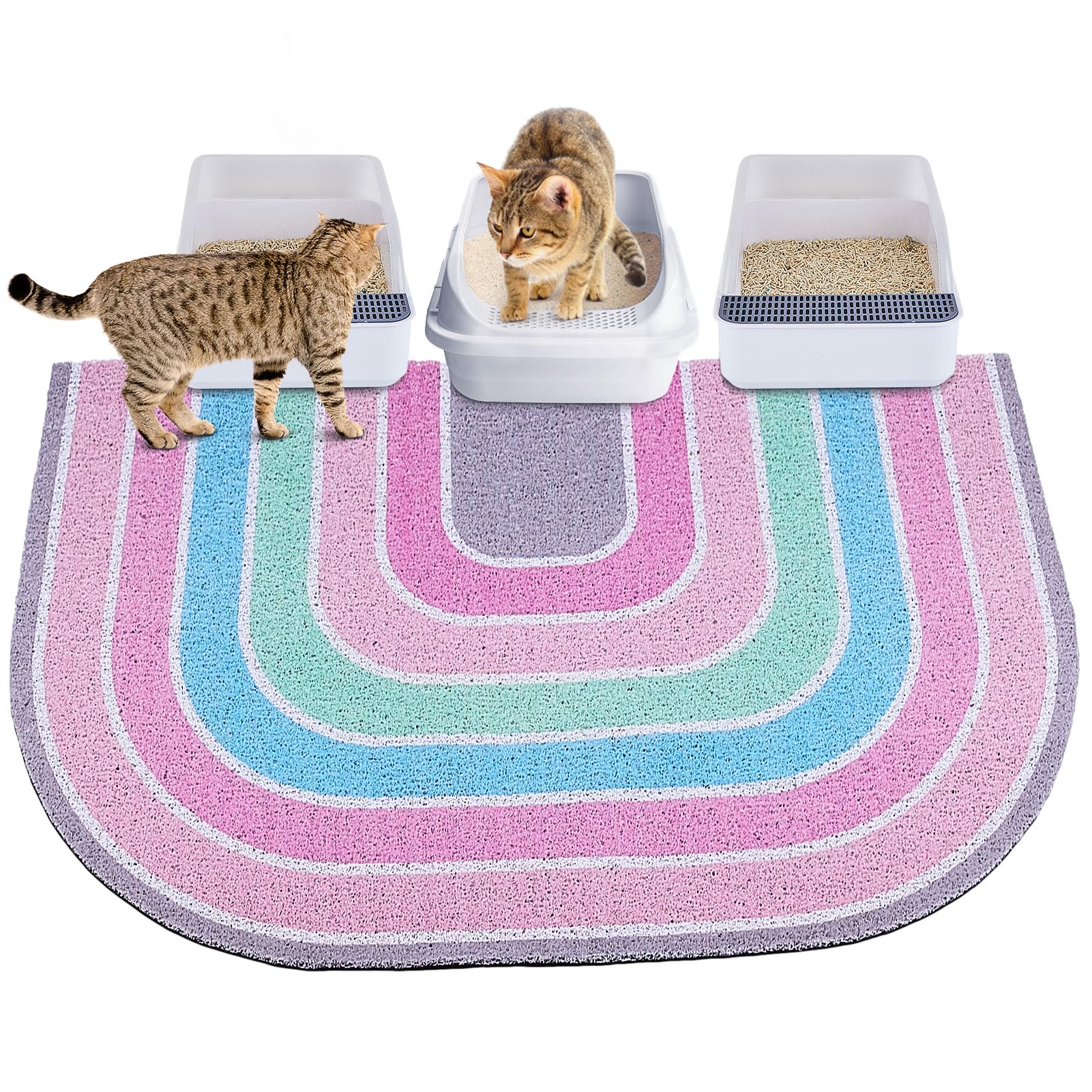 Cat Litter Mat Quality Litter Box Mat Large Non-Slip Cat Litter Mat Litter Trapping Mat Soft Durable Kitty Litter Mat Compatible Two Litter Boxes Cat Products Easy to Clean