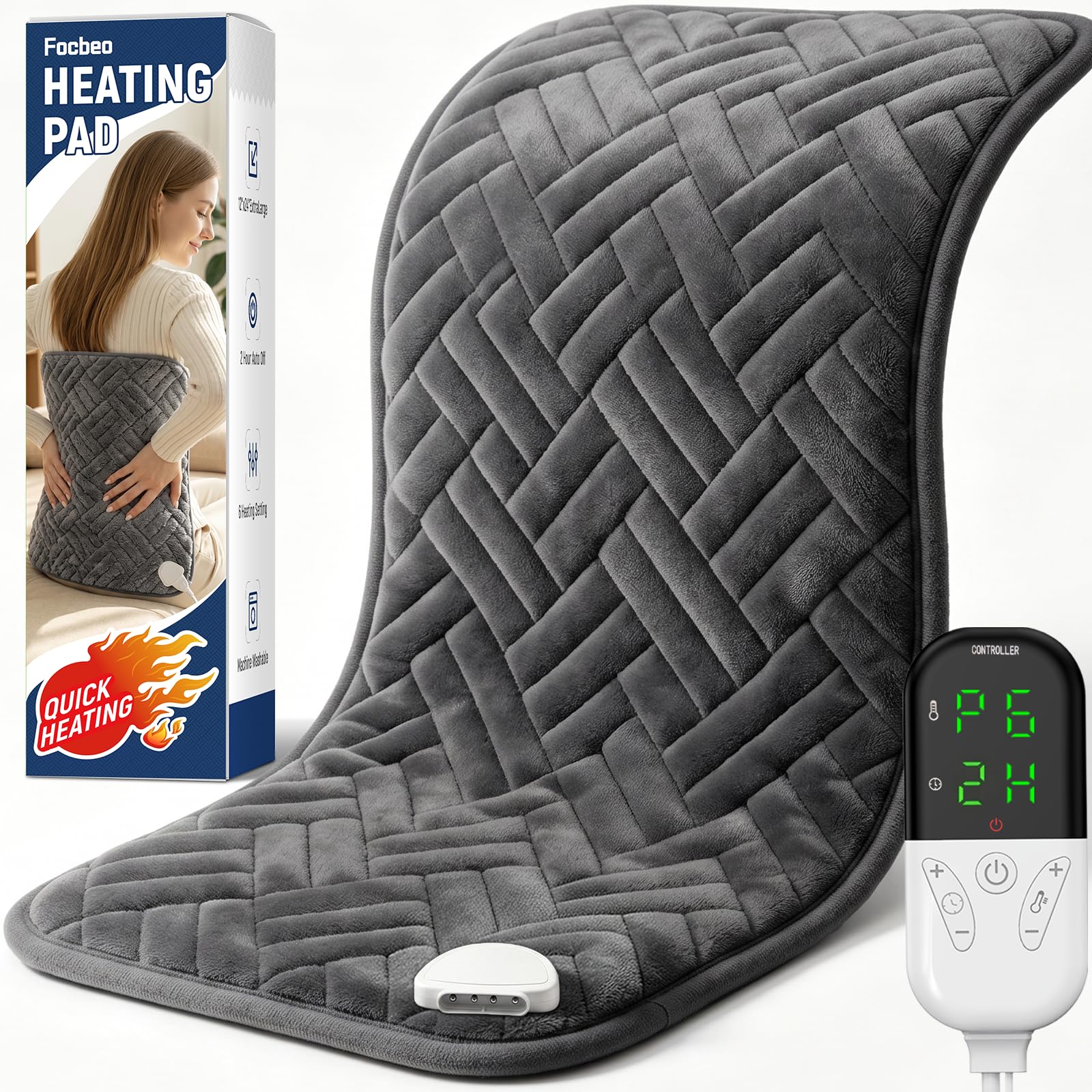 Focbeo Heating Pad for Back, Electric Heating Pads, Dry/Moist Heat Pad