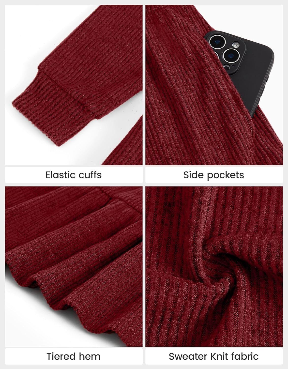 JiAmy Toddler Dress Little Girls Long Sleeve Sweater Knit Fall Winter Casual Tiered Dresses with Pocket - Image 6