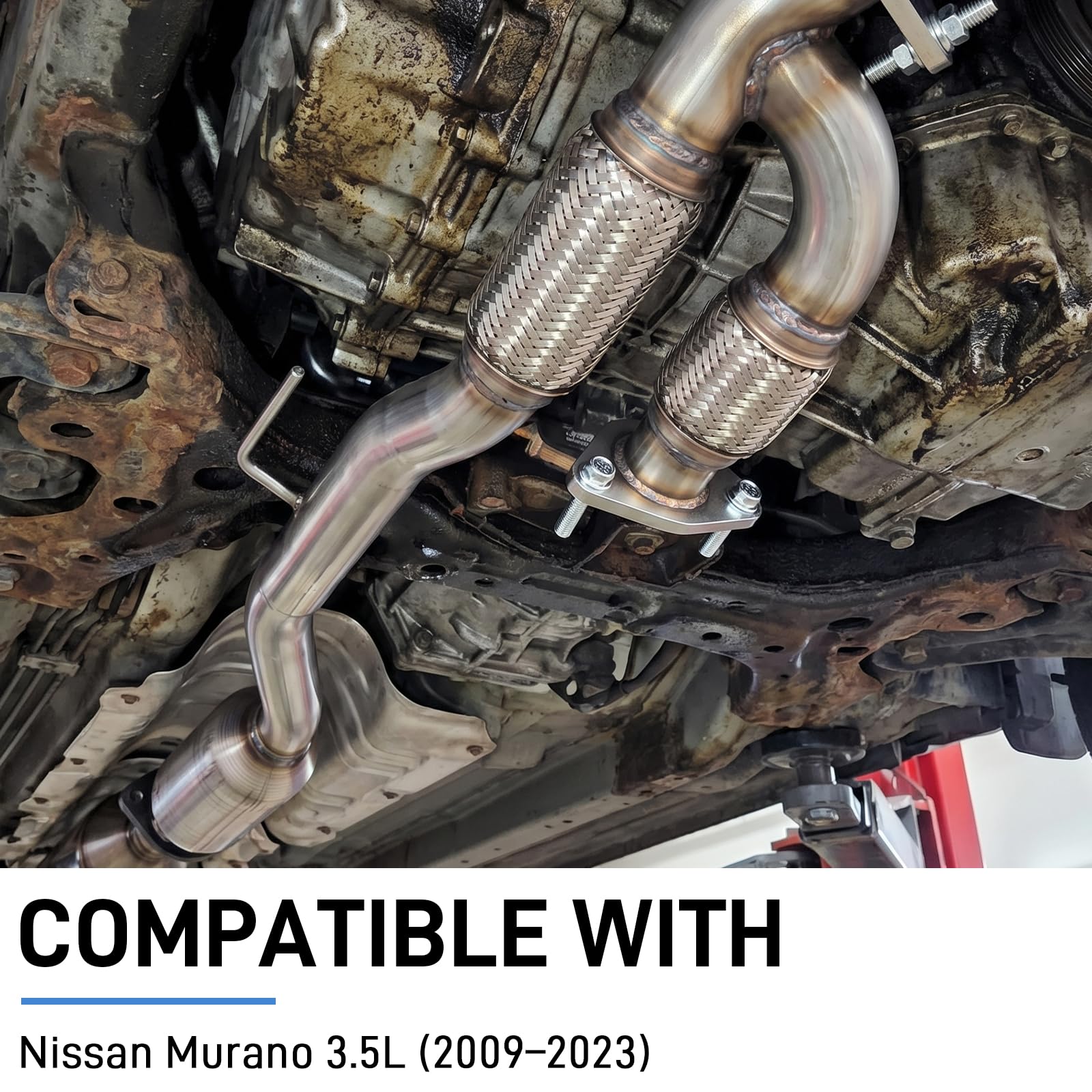 Rear Catalytic Converter Kit Compatible with Nissan Murano 3.5L 2009-2023, Rear Direct Fit Exhaust Catalytic Converter, Replacement Flex Pipe Includes Accessories — view 2
