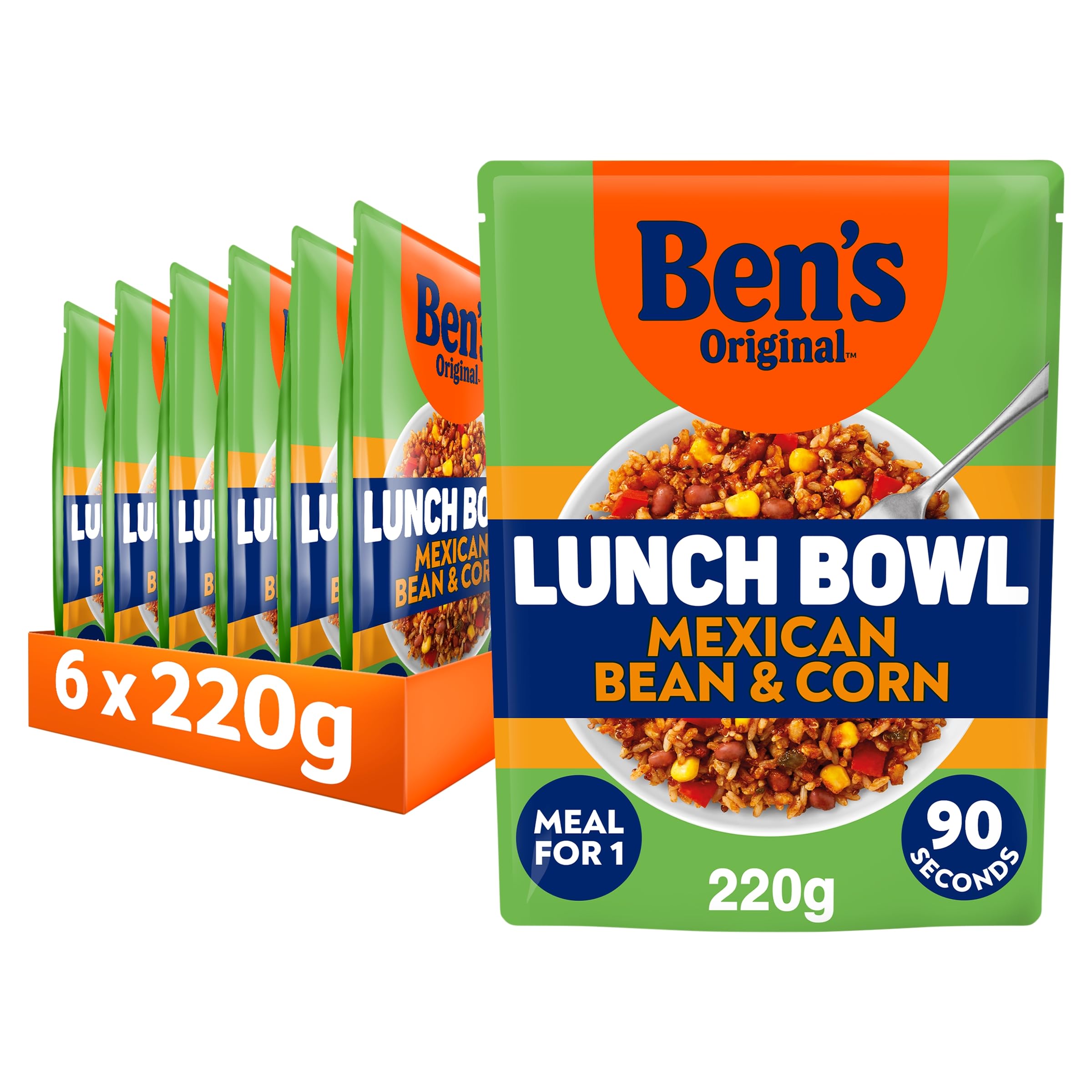 Ben's Original Lunch Bowl Mexican Style Beans & Corn Pouch, Bulk Multipack 6 x 220g