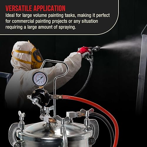 Miniatura 5 de TCP Global bote de pintura a presión de 2-12 galones (10 litros) con regulador de presión para trabajos de pintura de gran tamaño y pintura de