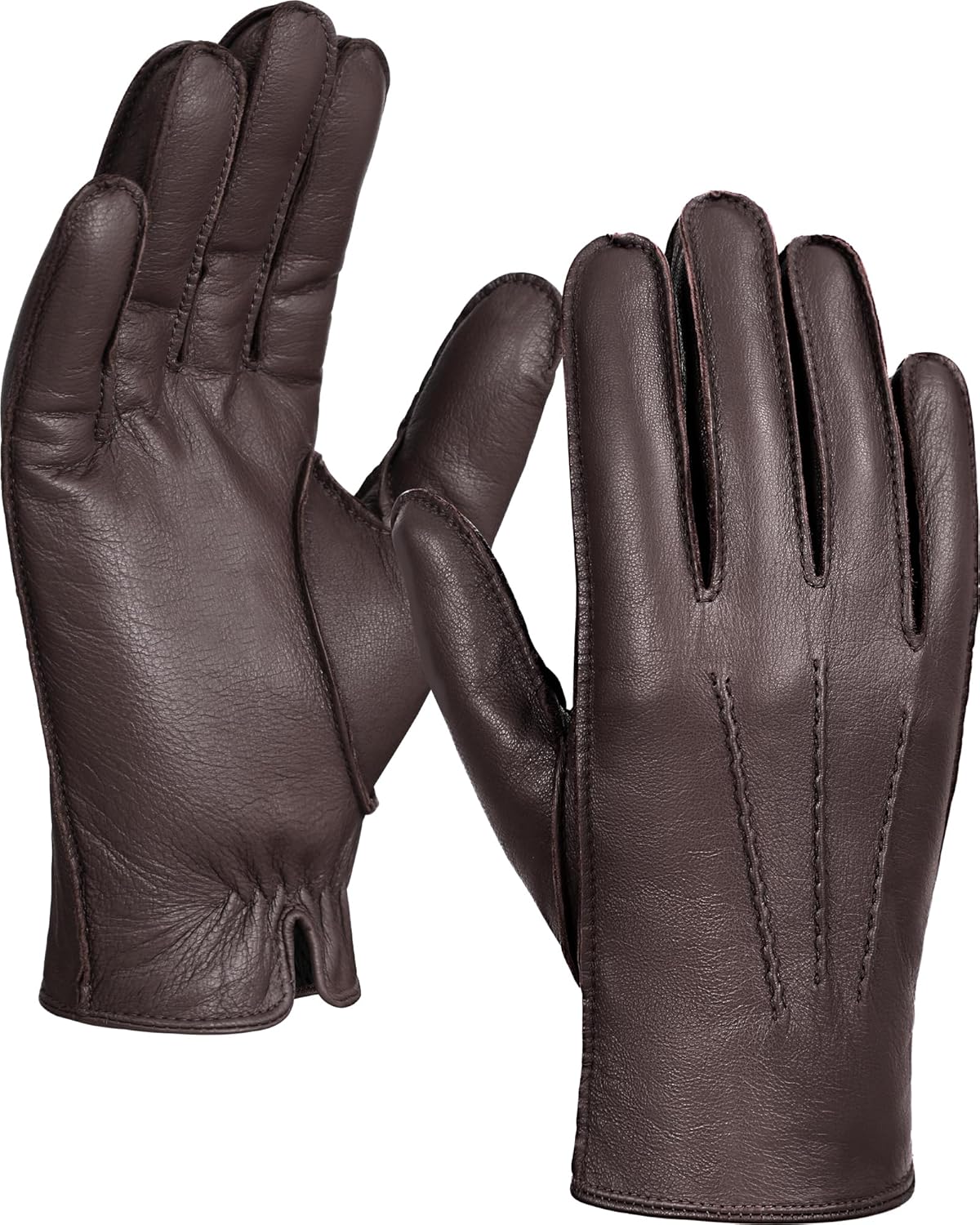 GSG Men Genuine Leather Gloves - Fur Lined, Hand-stitched