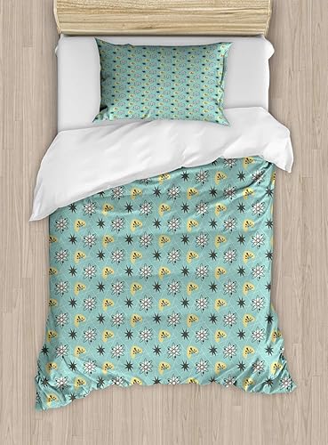 Lunarable Mid Century Modern Duvet Cover Set, Vintage Space Themed Scientific Galaxy Stars, Decorative 2 Piece Bedding Set with 1 Pillow Sham, Twin Lunarable Mid Century Modern Duvet Cover Set, Vintage Space Themed Scientific Galaxy Stars, Decorative 2 Piece Bedding Set with 1 Pillow Sham, Twin