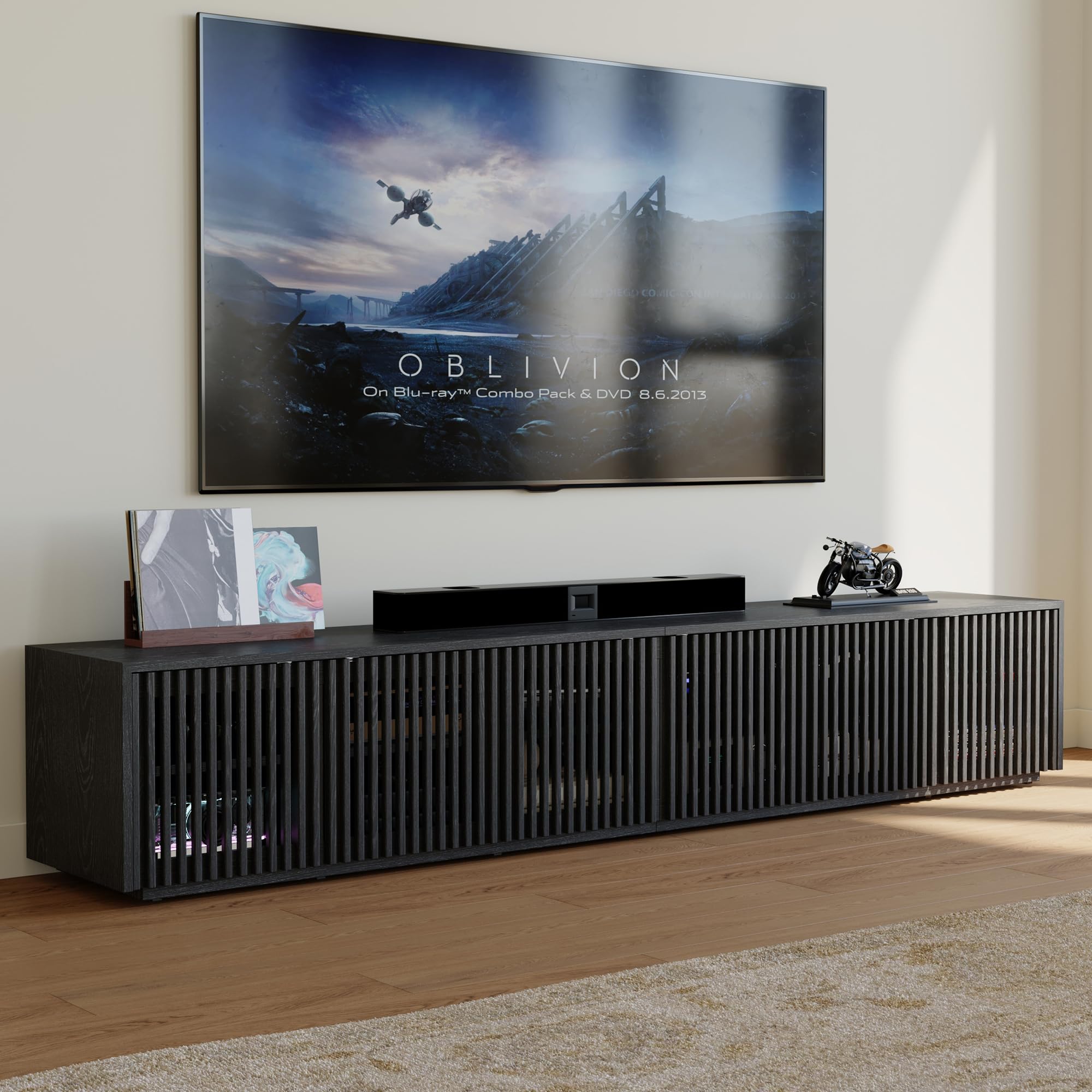 POVISON Wood Slatted TV Console