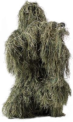 HaoFst Ghillie Suit Camo Woodland Camouflage Forest Hunting 4 pezzi + borsa