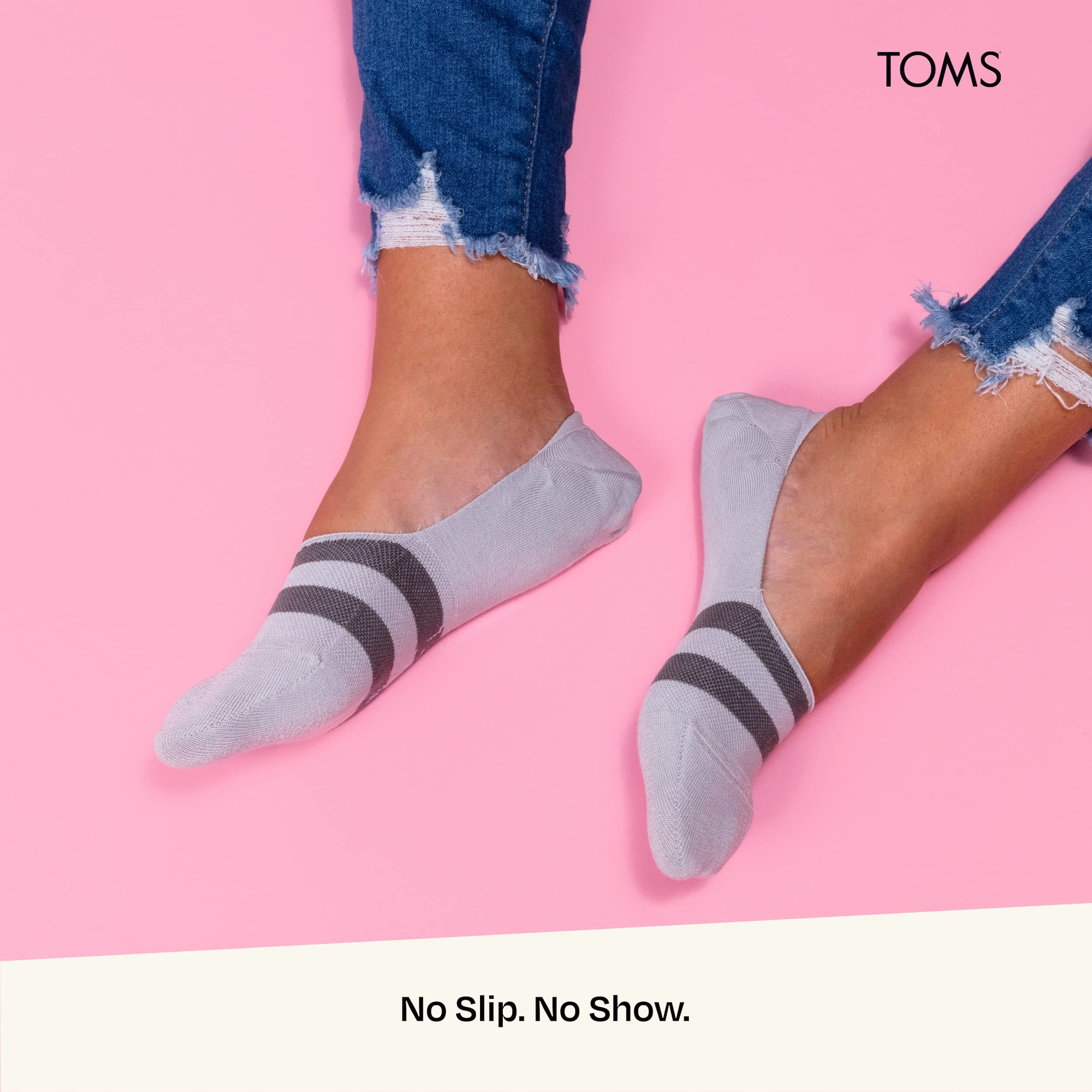 TOMS Calcetines invisibles, antideslizantes, corte bajo, invisibles, un solo par