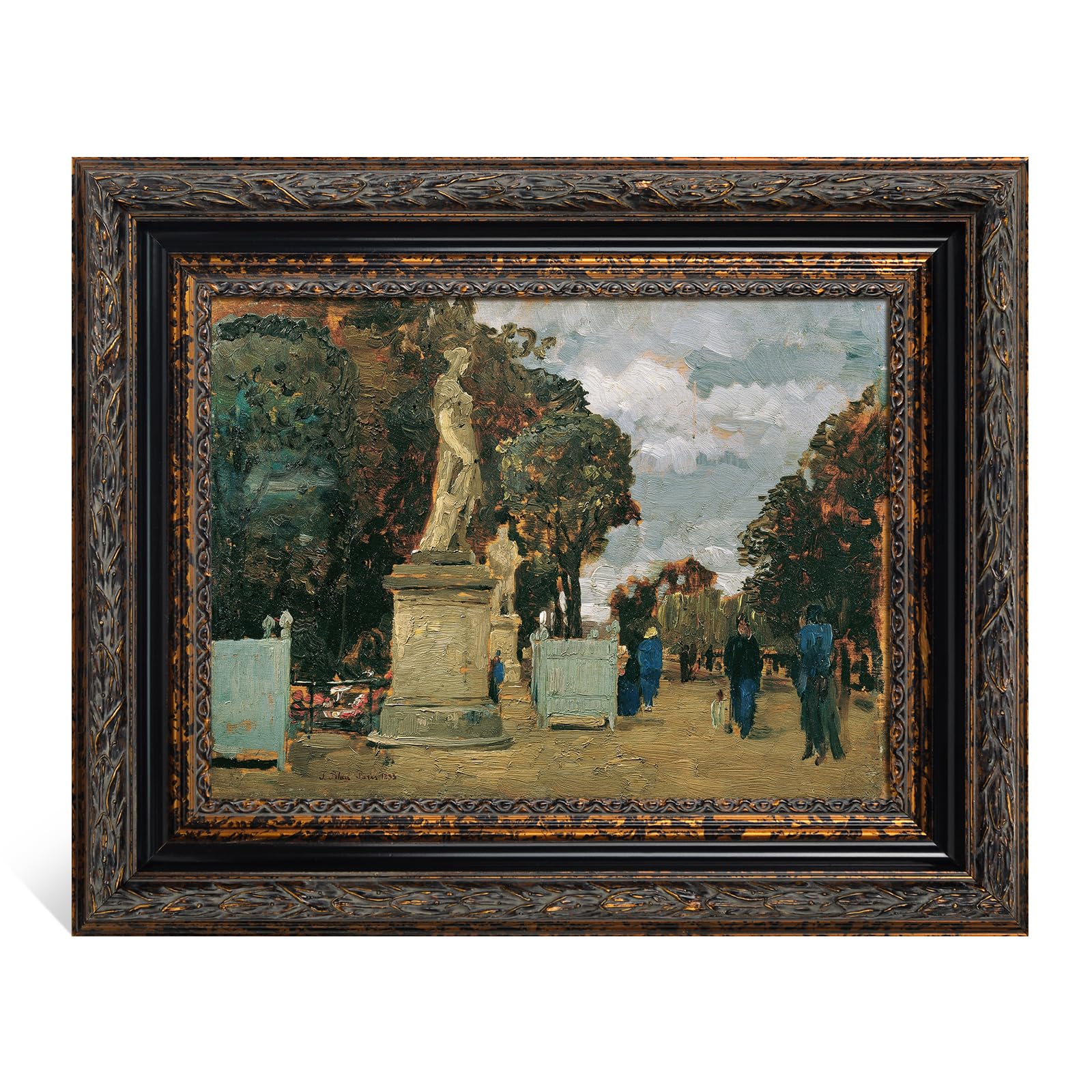 diy wood frame for 24x30 stretched canvas paintings, museum-grade ornate picture frame for vintage rustic retro home, no back & cover, open back canvas frame for living room decoration