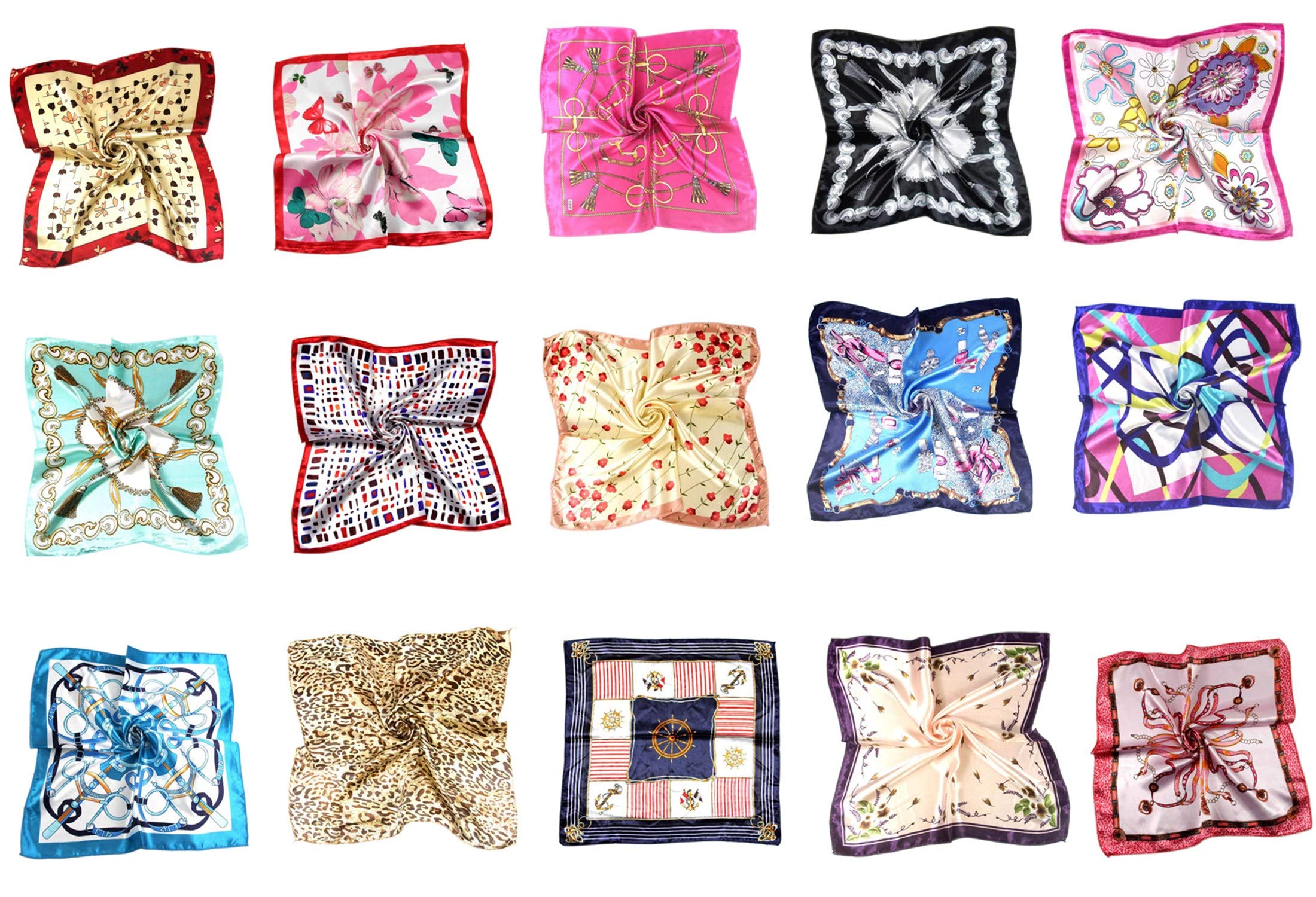 Sciarpa In Raso Donna 50x50cm - Fazzoletto Da Collo Elegante - Multi Colore - Per Tutte Le Stagioni - Foto 12