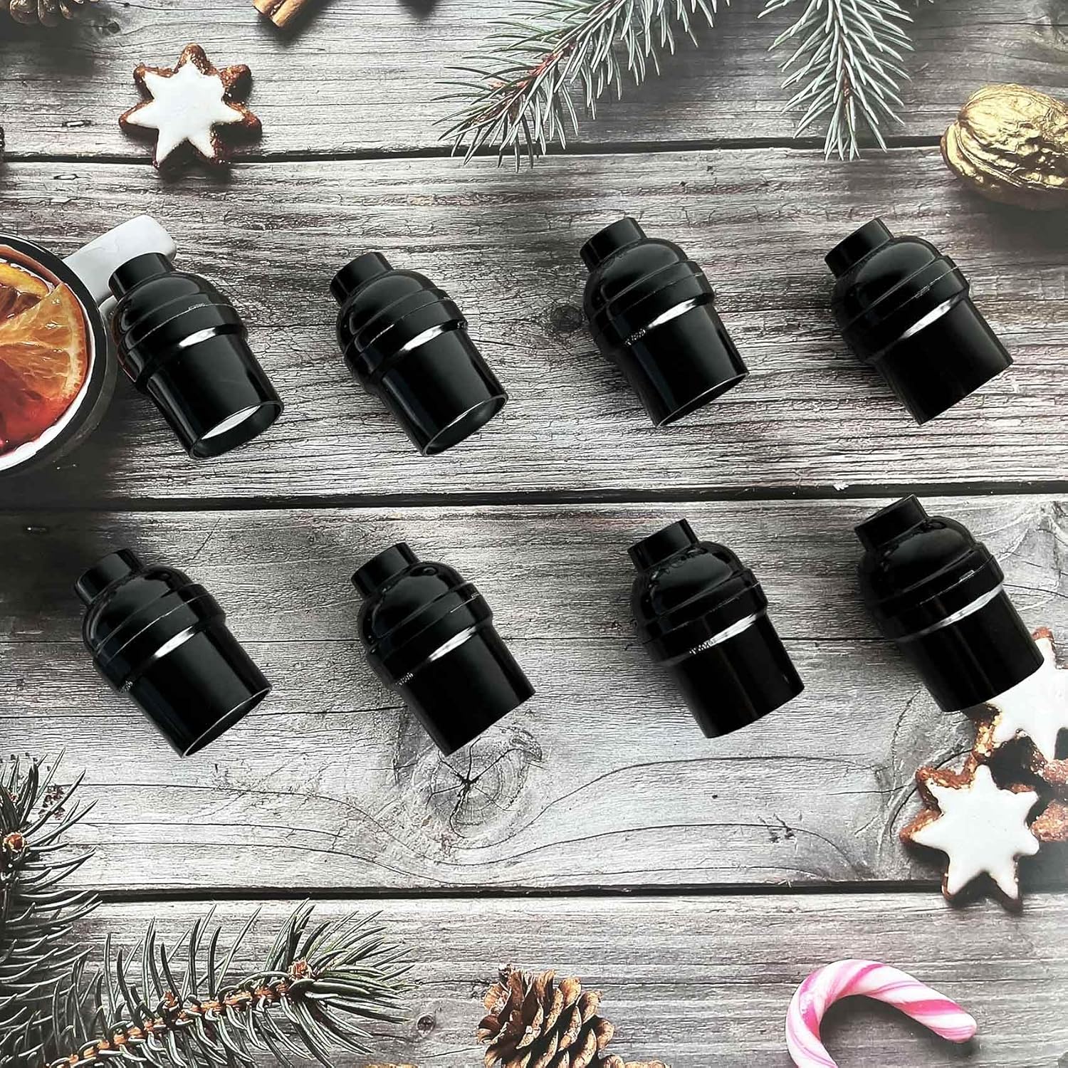 E26 E27 Light Socket,8-Pack Black Edison Retro Pendant lamp Holder, E26 E27 Plastic Standard Screw-in Socket Maximum Wattage 250W Heat Resistant Up to 200℃ Fire Resistant