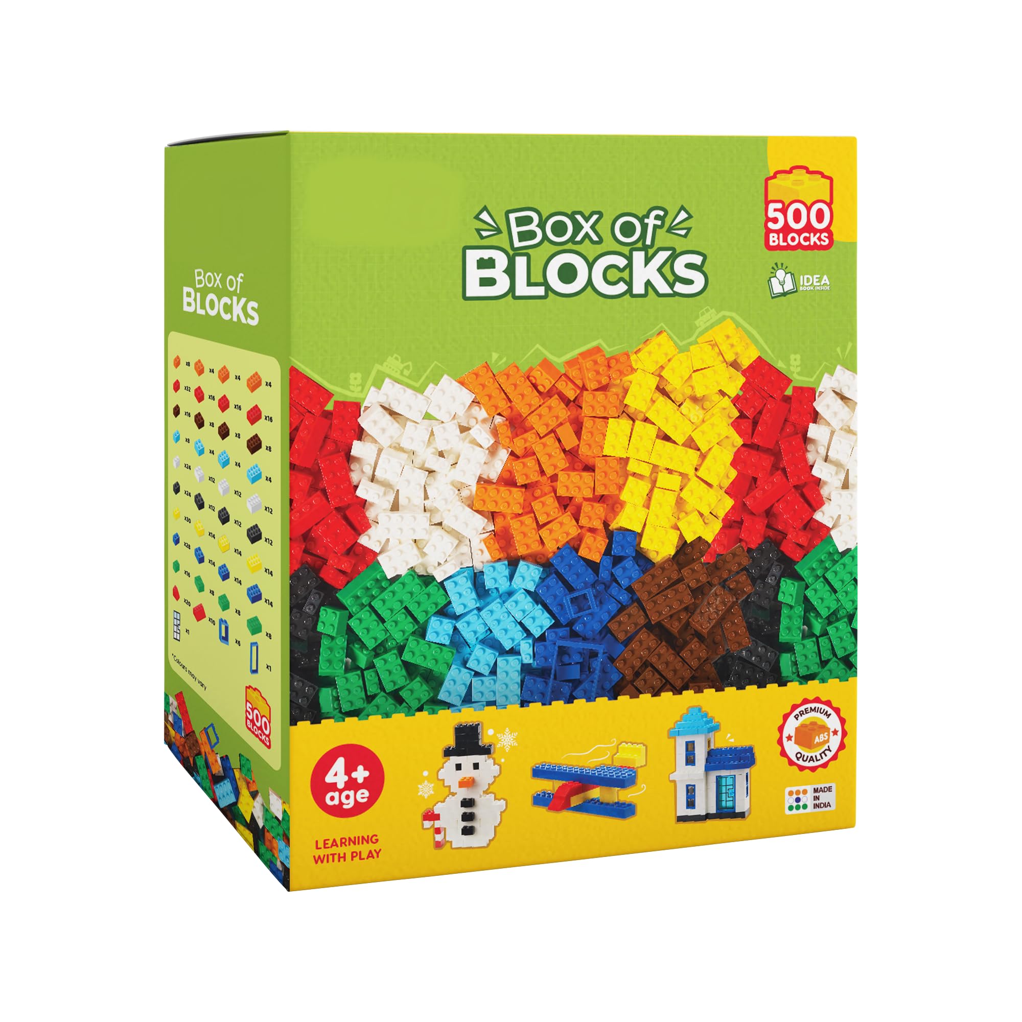 Radhey Preet Box of Blocks or 500pcs for Kids, Children or Adults | Used as a Learning, Educational, STEM Toy | Type of Building Construction Block Set | with Manual Book | Multi-Color Blocks | RP039