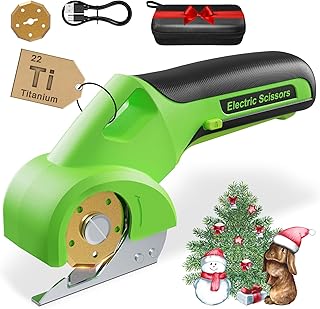 4V 2000mAh Cordless Cardboard Cutter, Electric Box Cutter for Cardboard with 2 Titanium Blades, LED & Safety Lock, Rotary Cutter for Fabric, Stocking Stuffers Gifts for Men Women - Grass Green