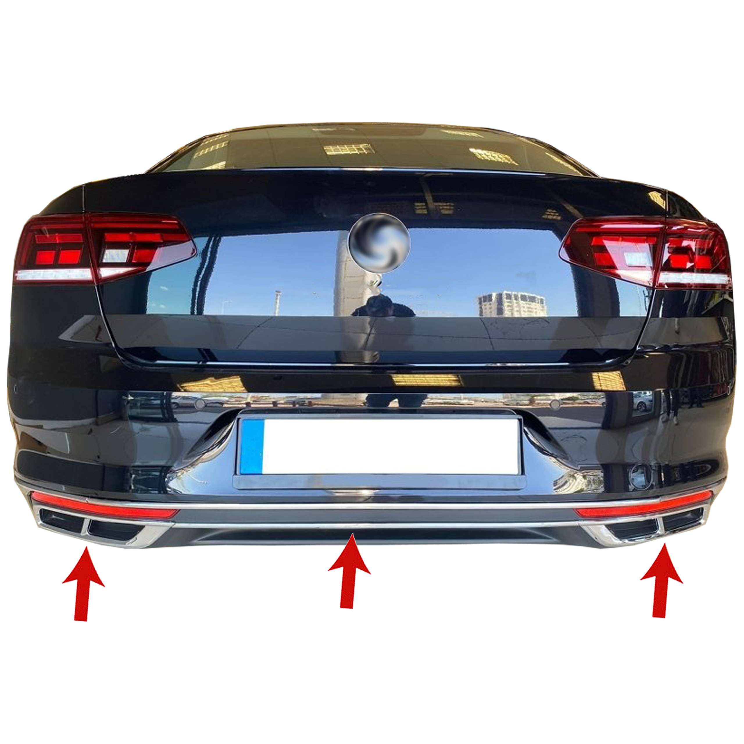 INLY Lamas de escape en acero inoxidable cromado compatibles con Passat B8 (a partir de 2019)