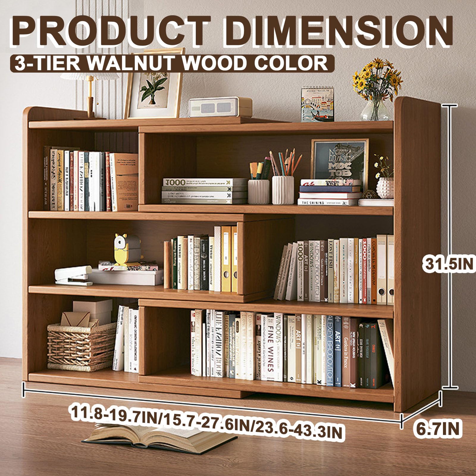 Estantería Extensible para Escritorio, Organizador de Escritorio, rotación de 90 Grados, Ideal para Esquinas, estantería de sobremesa, decoración de aparador pequeño para Oficina.