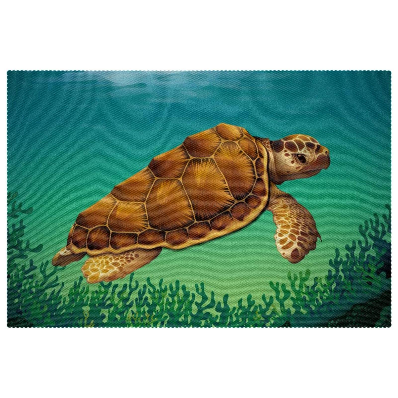 4 sets de table motif tortue de mer pour une déco de table marine et estivale