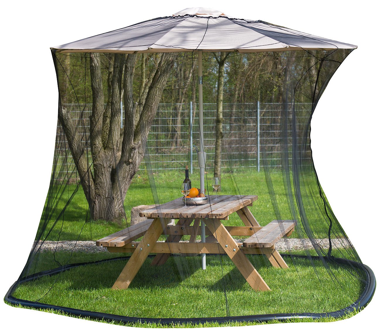 Moustiquaire cylindrique pour parasol en maille 220 - 330 x 250 cm [Infactory]