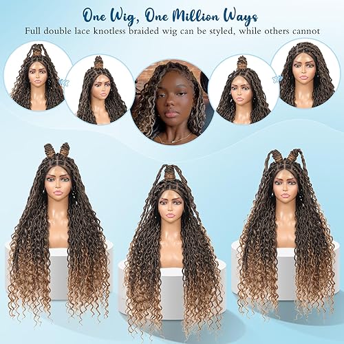 Miniatura 5 de Pelucas trenzadas de imitación sin nudos para mujer, peluca trenzada de encaje frontal, peluca trenzada con cabello de bebé, pelucas trenzadas con