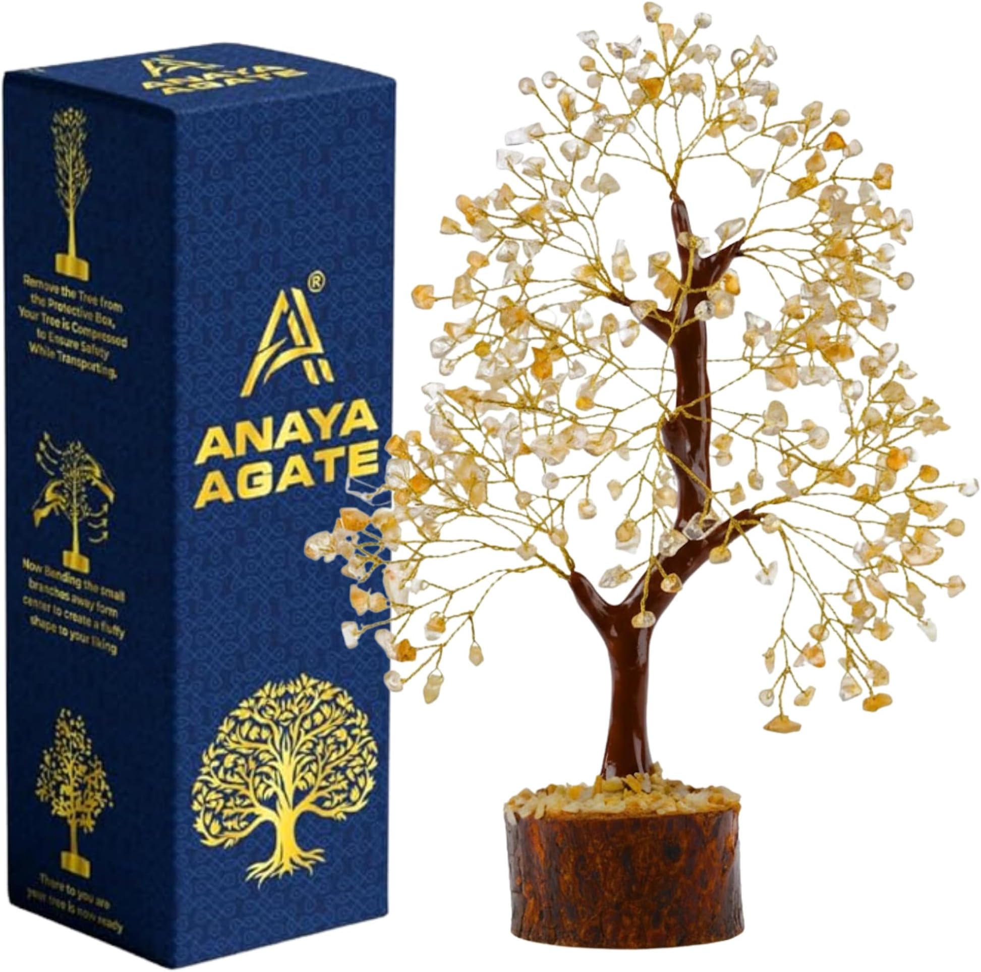 Crystal Trees for Home and Office Decoration, Citrine Chakra Healing Crystals Feng Shui Handmade Trees for Positive Energy, Money, Good Luck, Christmas Decor, Birthday Gifts for Women, Mom