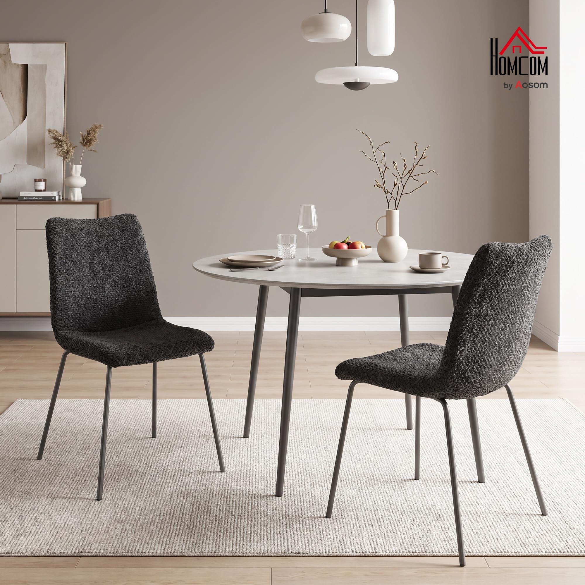 HOMCOM Confezione da 2 sedie da pranzo imbottite in velluto Grigio Scuro