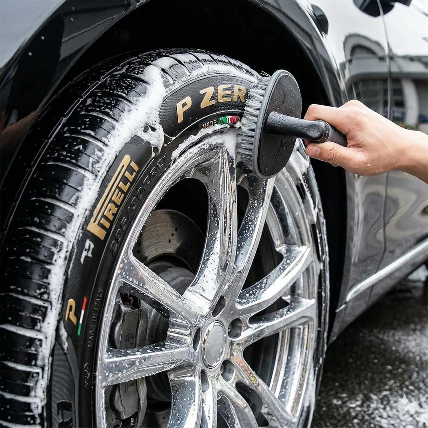 Car Tyre Cleaning Brush Heavy Duty | Wheel Rim Scrubber with Nylon Bristles | Car Washing Brush for Tires, Alloys, Bike Wheels | Cleaning Accessories Professional Car & Bike Washing Brush Tool-image-33
